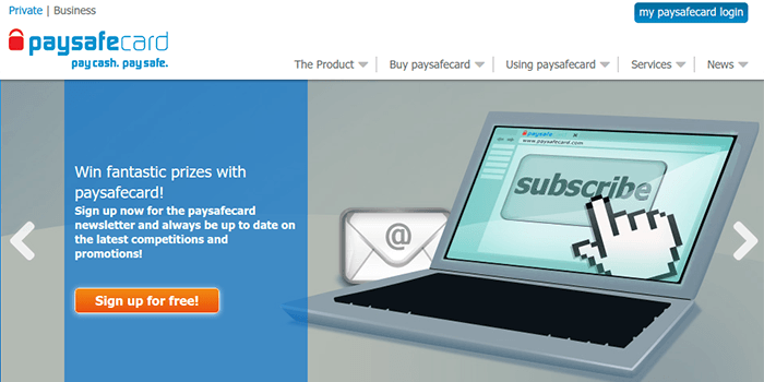 PaySafeCard Promotions Screenshot of My PaySafeCard promotions page
