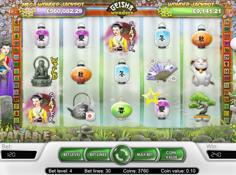 tema de tragaperras geisha wonders