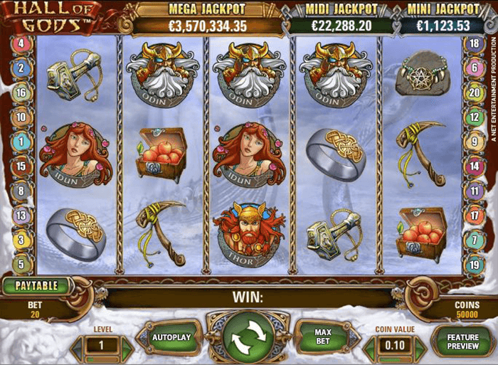 tema de tragaperras hall of gods