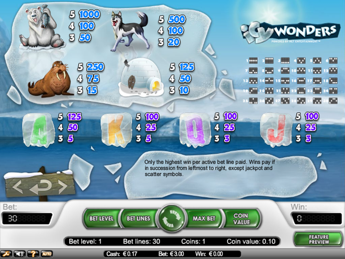 Símbolos de tragaperras icy wonders