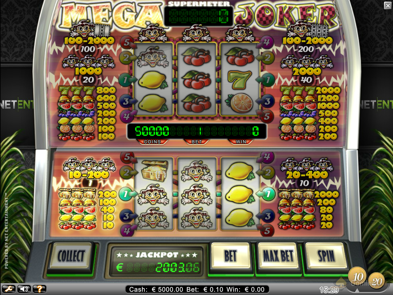 tema de tragaperras mega joker