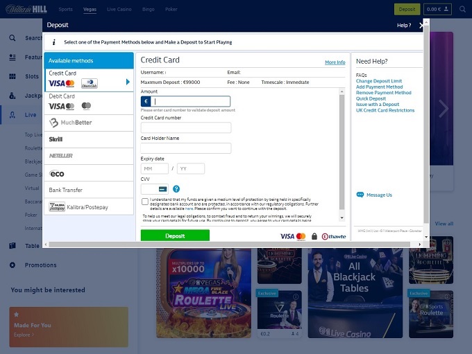 William Hill Casino 27.05.2022. bank 