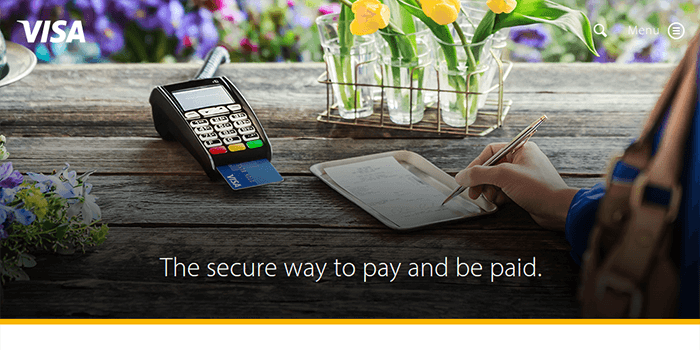 Screenshot of the security page the Visa