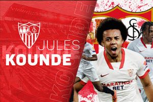 Sevilla con 10 hombres, empate 1-1 ante el Barcelona, Kounde expulsado